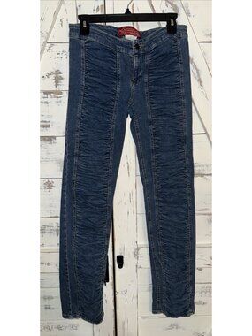 Vintage Y2K Fever Jeans USA Med Wash Low Rise Jeans Ruched Gathered Front